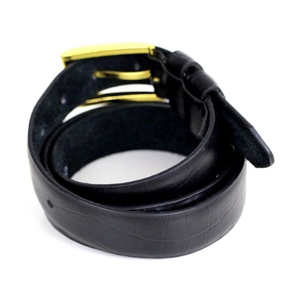 CLASSIC STYLE BLACK GENUINE LEATHER 1 1/8"Wd CASUAL DRESS MEN'S BELT Sz 34 (X85 - Picture 4 of 12